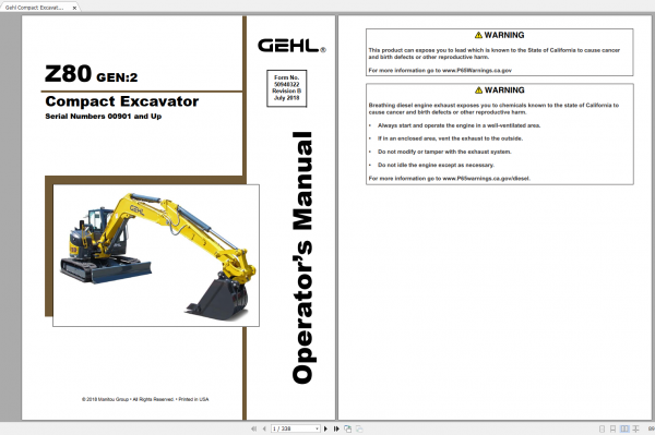 Gehl Heavy Equipment Excavator Updated 2022 PDF Operators Manual 2