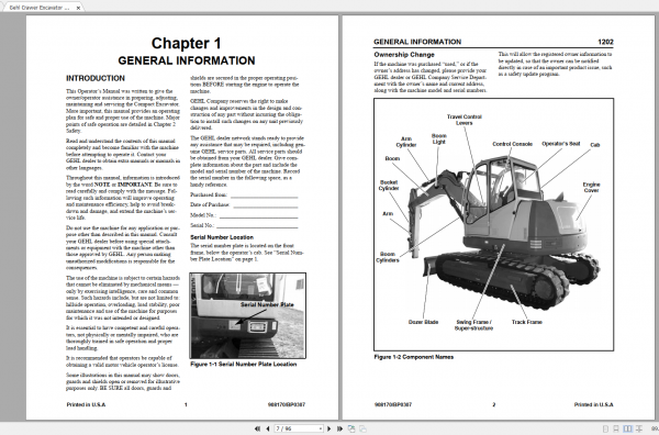 Gehl Heavy Equipment Excavator Updated 2022 PDF Operators Manual 3