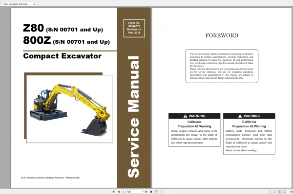 Gehl Heavy Equipment Excavator Updated 2022 PDF Service Manual 2