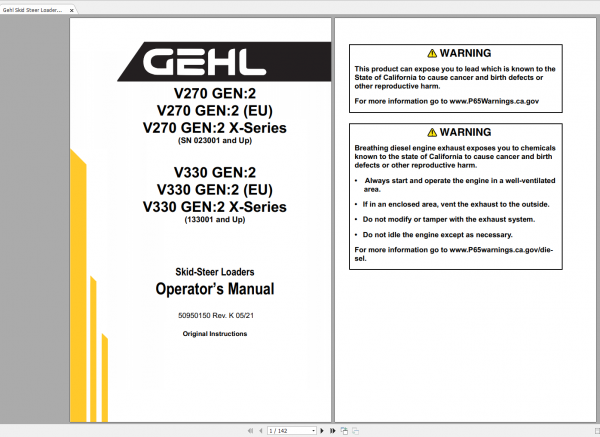 Gehl Heavy Equipment Skid Steer Loader Updated 2022 PDF Operators Manual 3