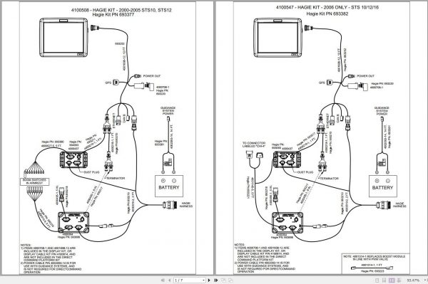 Hagie STS Kit 2000 2008 STS10 STS12 AG Leader Line Diagrams
