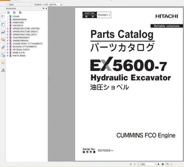 Hitachi Mining Excavator EX 2022 2.99 GB PDF Parts Catalog Engine Parts Catalog DVD 12