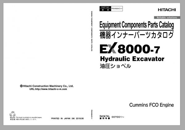Hitachi Mining Excavator EX 2022 2.99 GB PDF Parts Catalog Engine Parts Catalog DVD 2