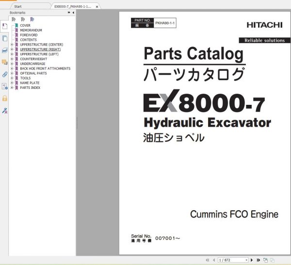 Hitachi Mining Excavator EX 2022 2.99 GB PDF Parts Catalog Engine Parts Catalog DVD 3