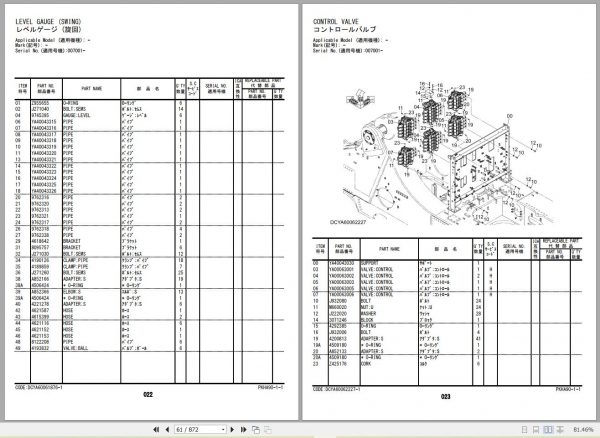 Hitachi Mining Excavator EX 2022 2.99 GB PDF Parts Catalog Engine Parts Catalog DVD 5