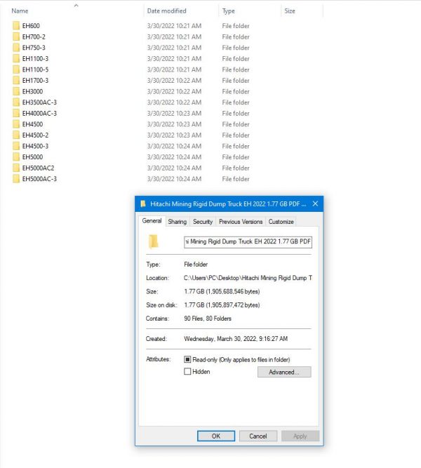 Hitachi Mining Rigid Dump Truck EH 2022 1.77 GB PDF Parts Catalog Engine Parts Catalog DVD 1
