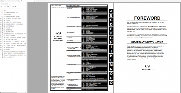 INFINITI Q50 HYBRID V37 Series SM17E0HV37U0 Workshop Manual Circuit Diagram 08.2016 1