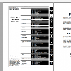 NISSAN INFINITI Collection Models 2017 Workshop Repair Manual Diagrams DVD PDF Infiniti Qx60 Hybrid L50 Series Sm17Eal50Hu0 Workshop Manual Circuit Diagram 09.2016 1