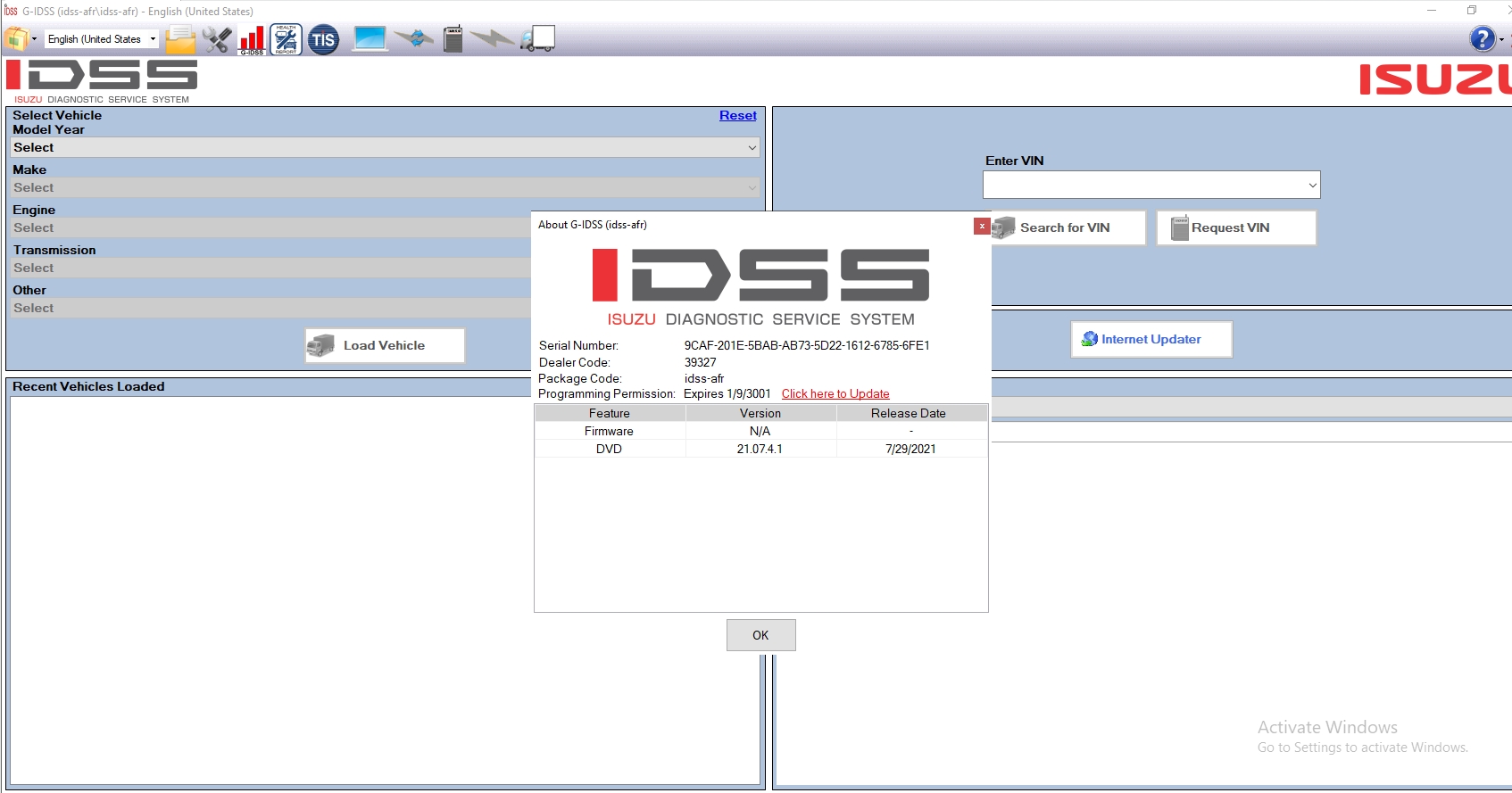 Isuzu G IDSS 03.2022 Global Export Service System Diagnostic Software DVD 1