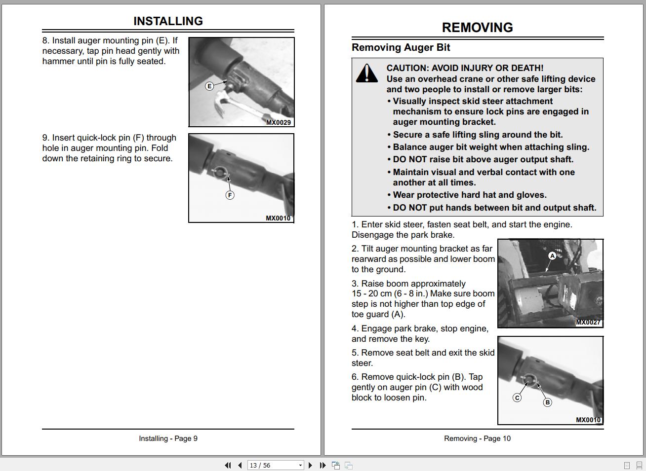 John Deere Skid Steers PA30 CA25 for 240270 44758875 Drive Augers