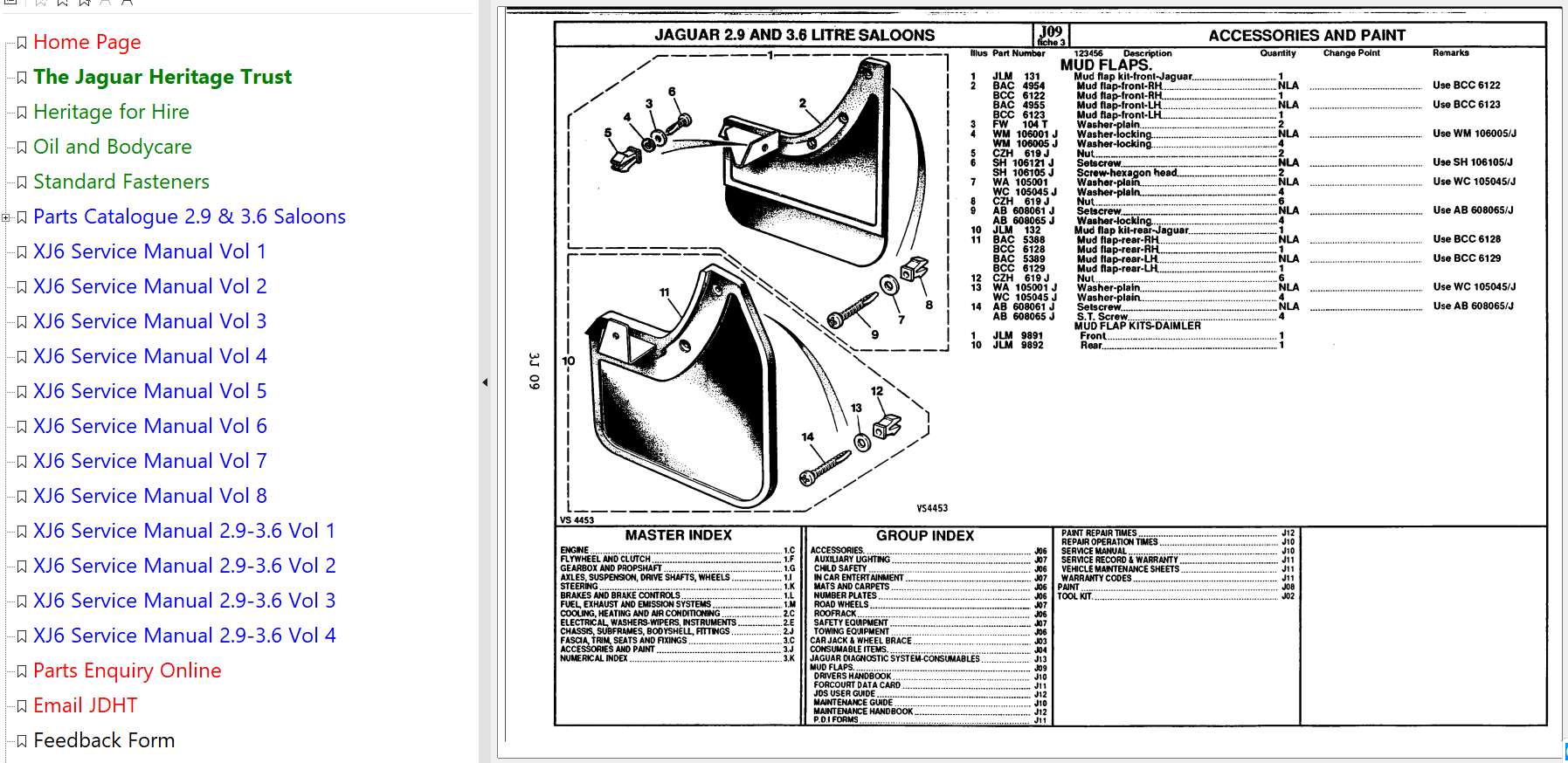 Jaguar XJ6 Parts and Service Manual 2