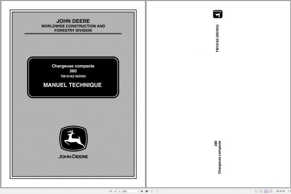 John Deere Compact Loader 280 Technical Manual TM10162 11.2003 ES 1