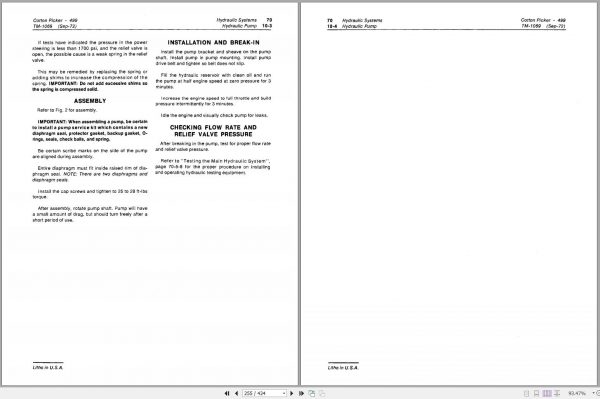 John Deere Cotton Picker 499 Technical Manual TM1069 2
