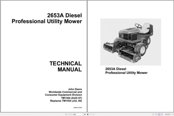 John Deere Diesel Professional Utility Mower 2653A Technical Manual TM1554 1