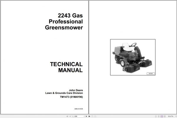 John Deere Gas Professional Greenmover 2243 Technical Manual TM1473 1