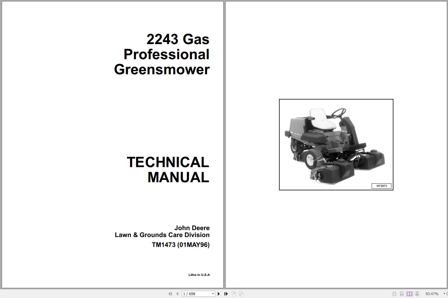 John Deere Gas Professional Greenmover 2243 Technical Manual TM1473 1