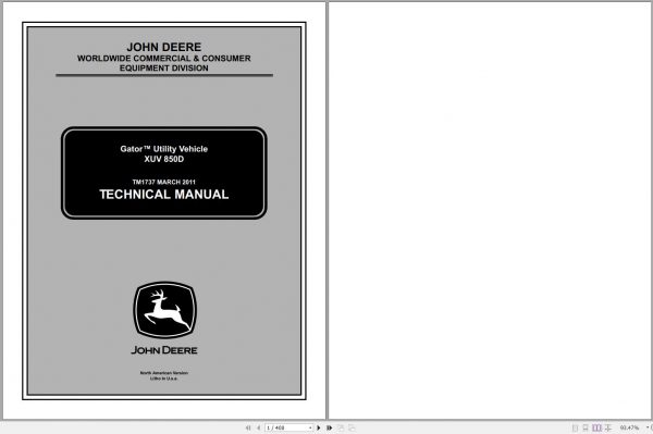 John Deere Gator Utility Vehicle XUV 850D Technical Manual TM1737 03.2011 1