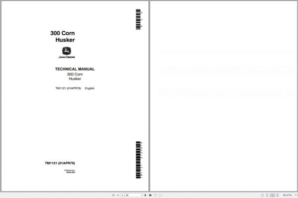 John Deere Husker Corn 300 Technical Manual TM1121 1