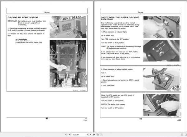 John Deere Lawn and Garden Tractor 316 318 420 SN 010001 Operators Manual OMM79655 J9 2