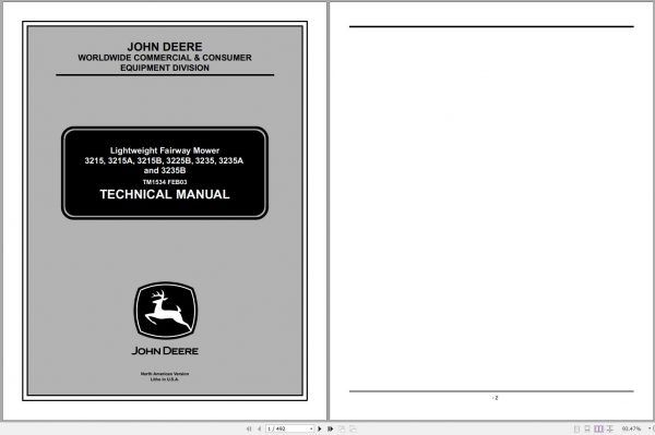 John Deere Lightweight Fairway Mower 3215 3235B Technical Manual TM1534 02.2003 1