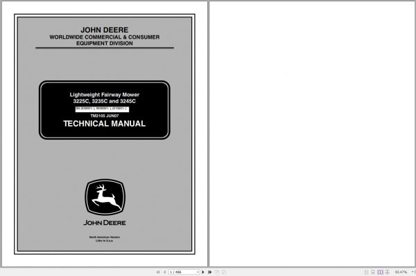 John Deere Lightweight Fairway Mower 3225C 3235C 3245C Technical Manual TM2105 06.2007 1