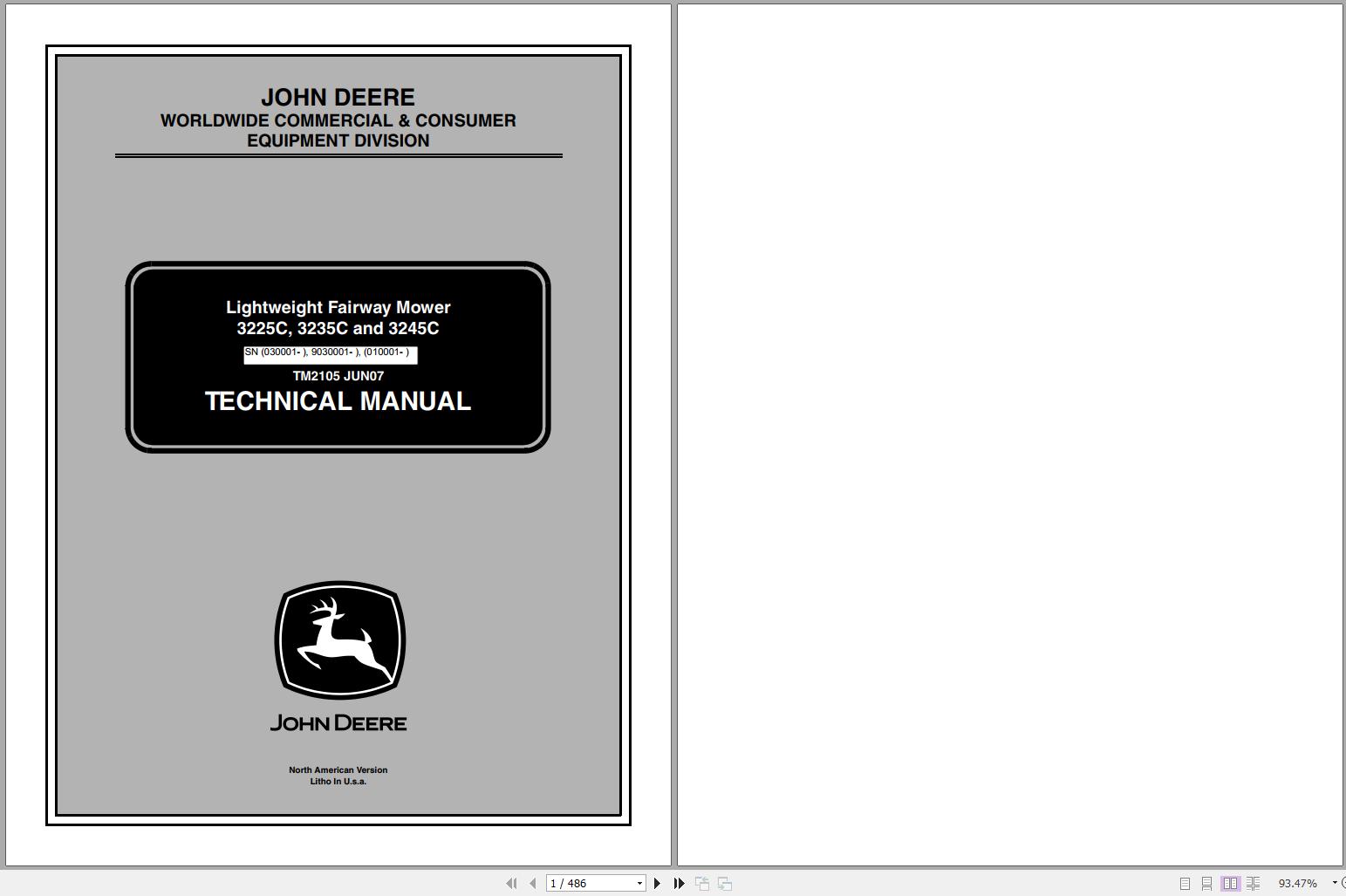 John Deere Lightweight Fairway Mower 3225C 3235C 3245C Technical Manual TM2105 06.2007 1