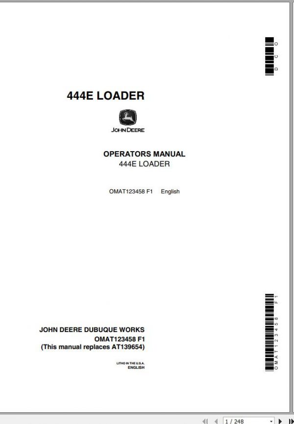 John Deere Loader 444E Operators Manual OMAT123458 F1 1