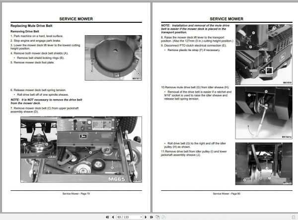John Deere Mid Mount Z Trak M653 M655 M665 Operators Manual OMM138801 F9 2
