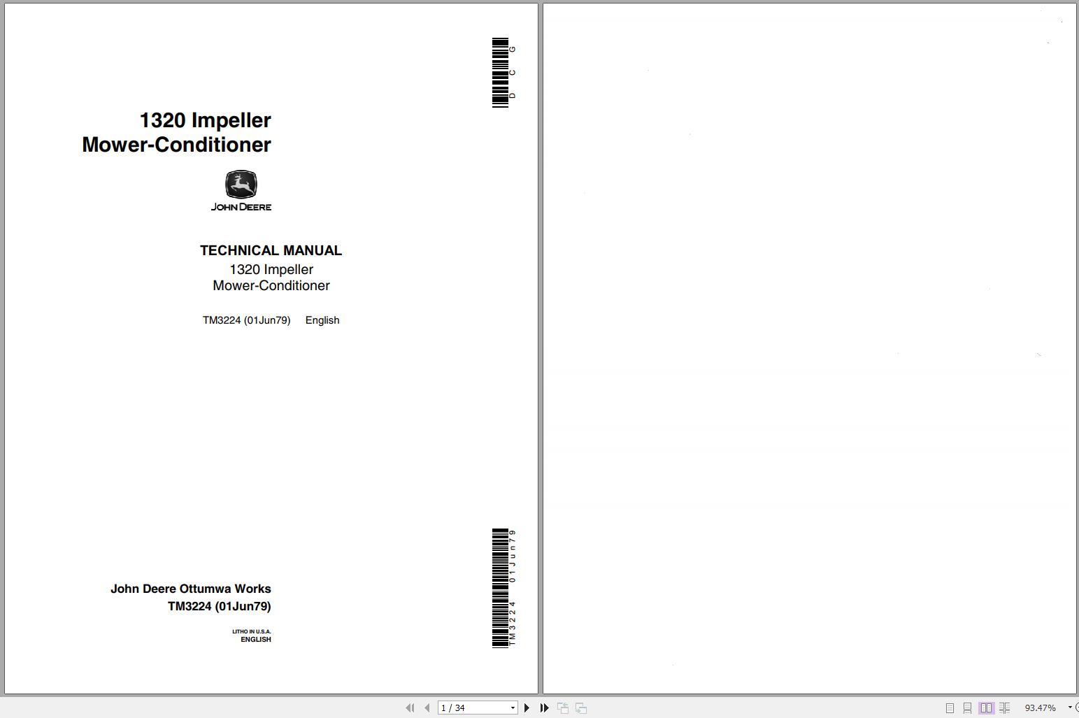 John Deere Mower Conditioners 1320 Impeller Technical Manual TM3224 1