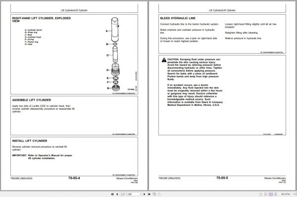 John Deere Mower Conditioners 1350 1360 1460 1470 Technical Manual TM3268 08.2003 2