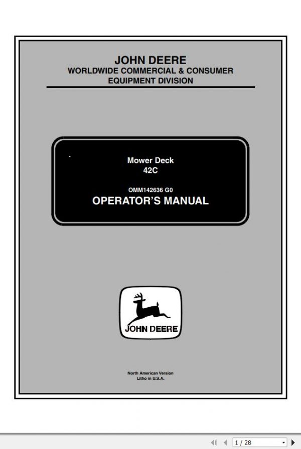 John Deere Mower Desk 42C SN 035001 Operators Manual OMM142636 G0 2000 1
