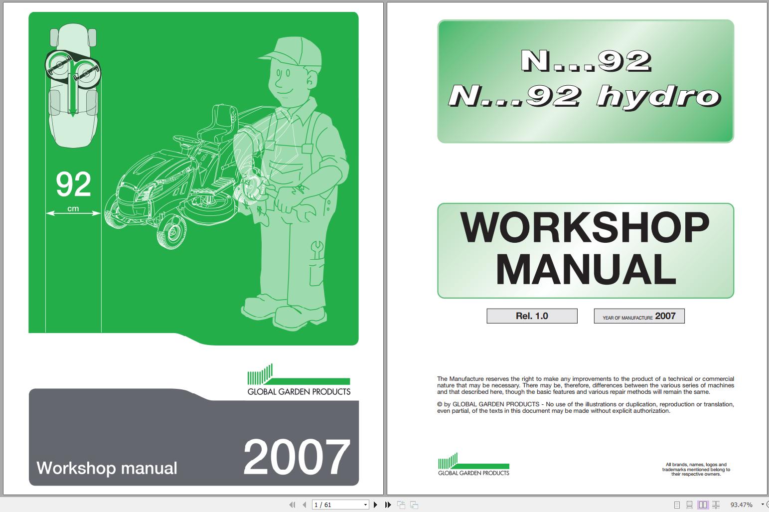 John Deere N92 Hydro Workshop Manual 04.2007 1