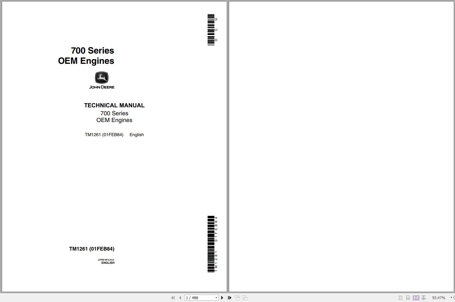 John Deere OEM Engines 700 Series Technical Manual TM1261 1