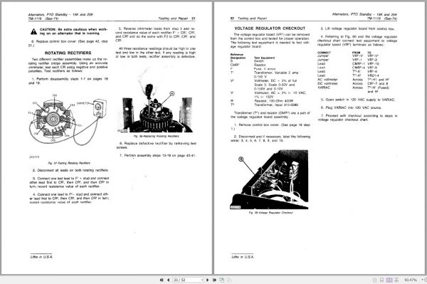 John Deere PTO Standby Alternators 15K 25K Technical Manual TM1119 2