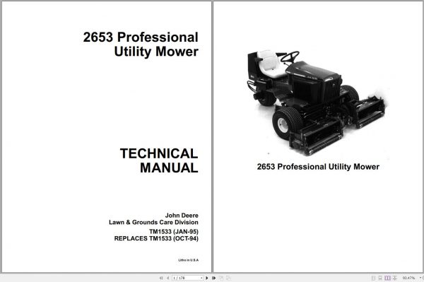 John Deere Professional Utility Mower 2653 Technical Manual TM1533 1