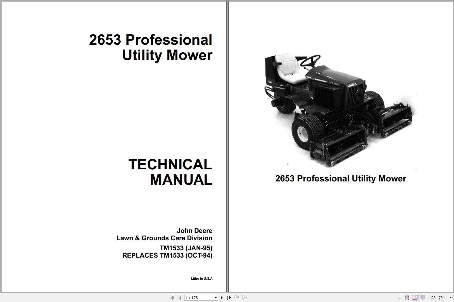 John Deere Professional Utility Mower 2653 Technical Manual TM1533 1