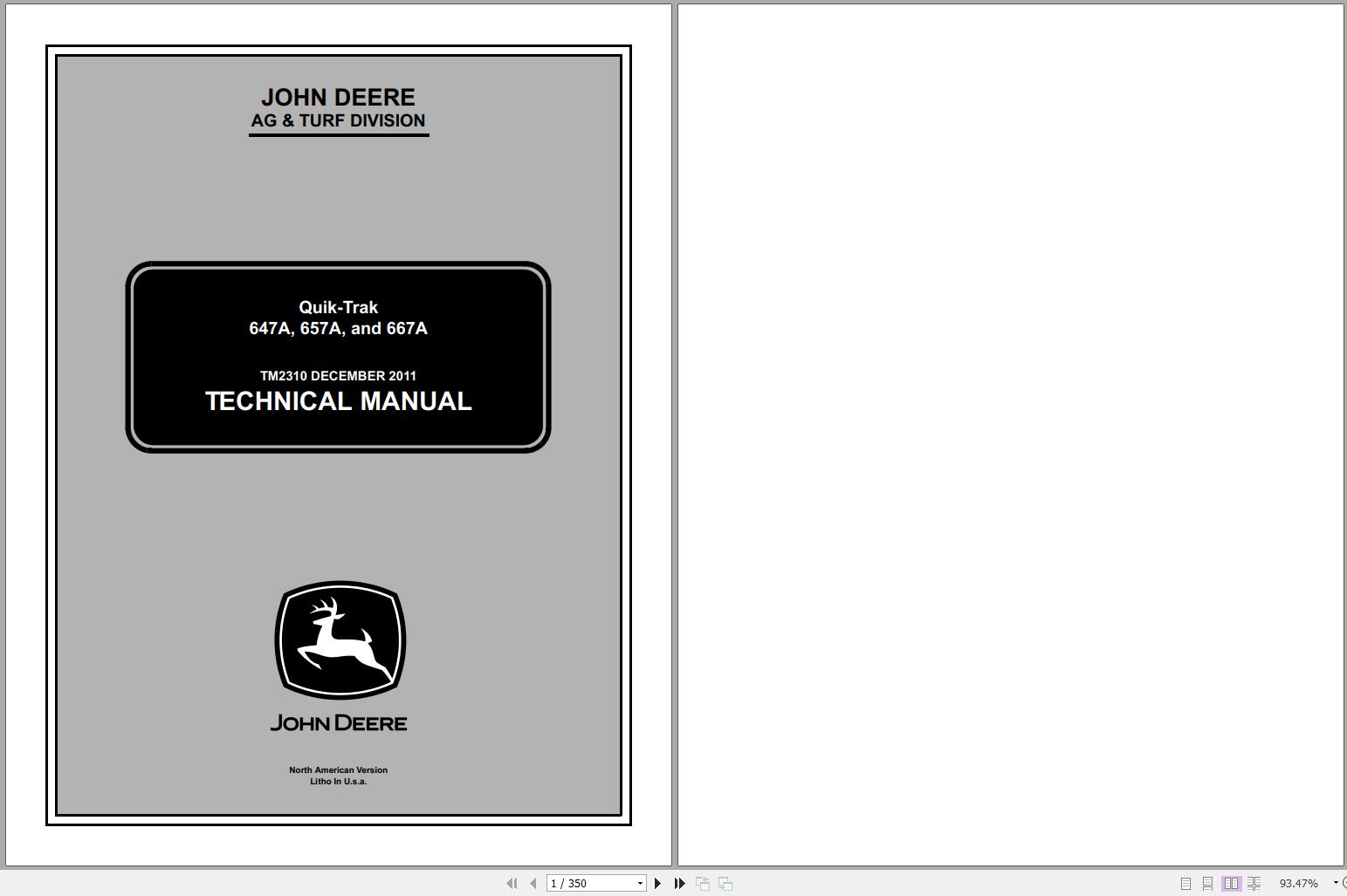 John Deere Quick Trak 647A 657A 667A Technical Manual TM2310 11.2011 1