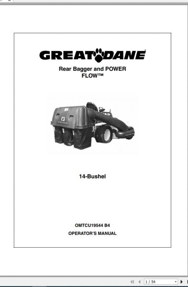 John Deere Rear BaggePower Flow 14 Bushel Operators Manual OMTCU19544 B4 1