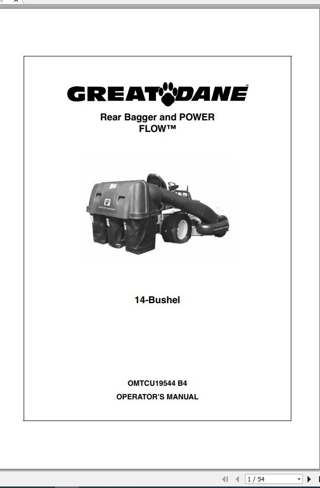 John Deere Rear BaggePower Flow 14 Bushel Operators Manual OMTCU19544 B4 1
