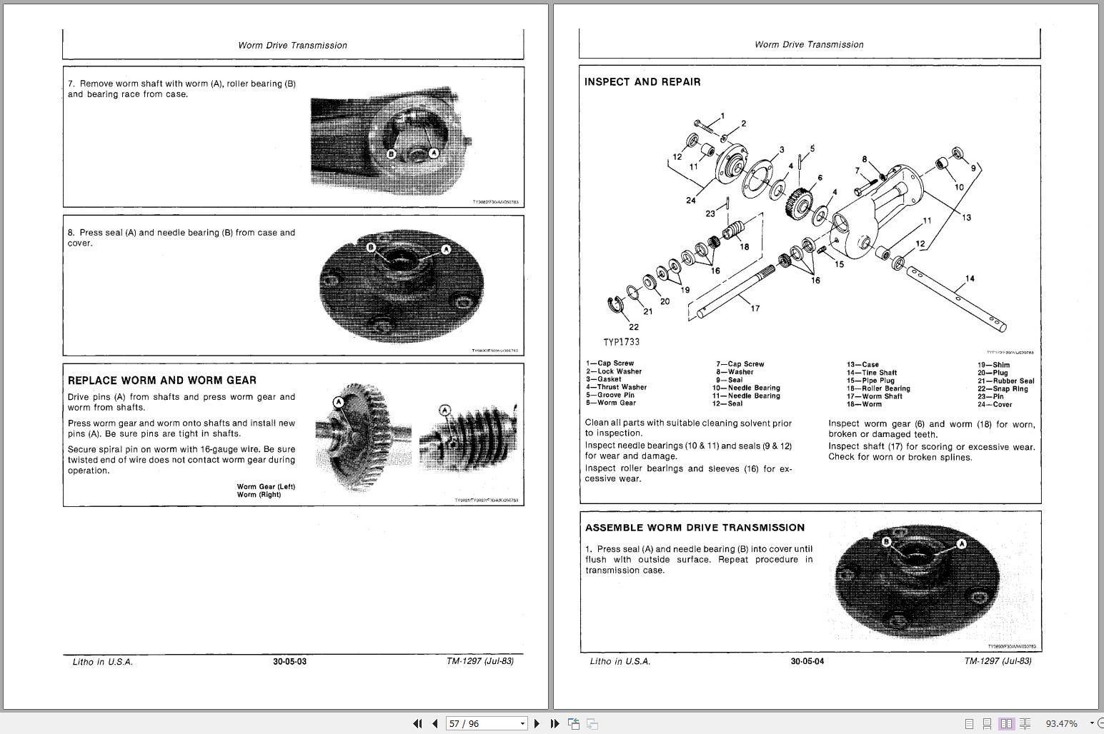 John Deere Rear Tine Tiller 820 Technical Manual TM1297