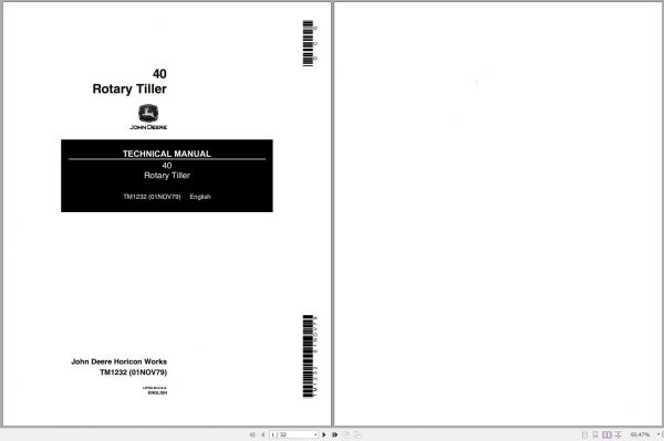John Deere Rotary Tiller 40 Technical Manual TM1232 1