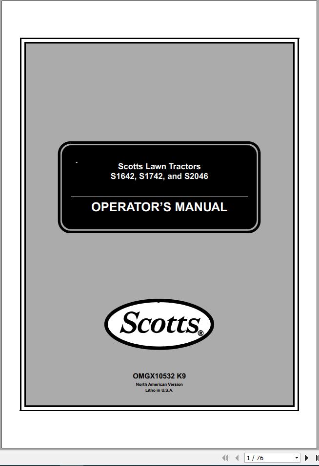 John Deere Sabre Lawn Tractors S1642 S1742 S2046 SN 020001 Operators Manual OMGX10532 K9 1