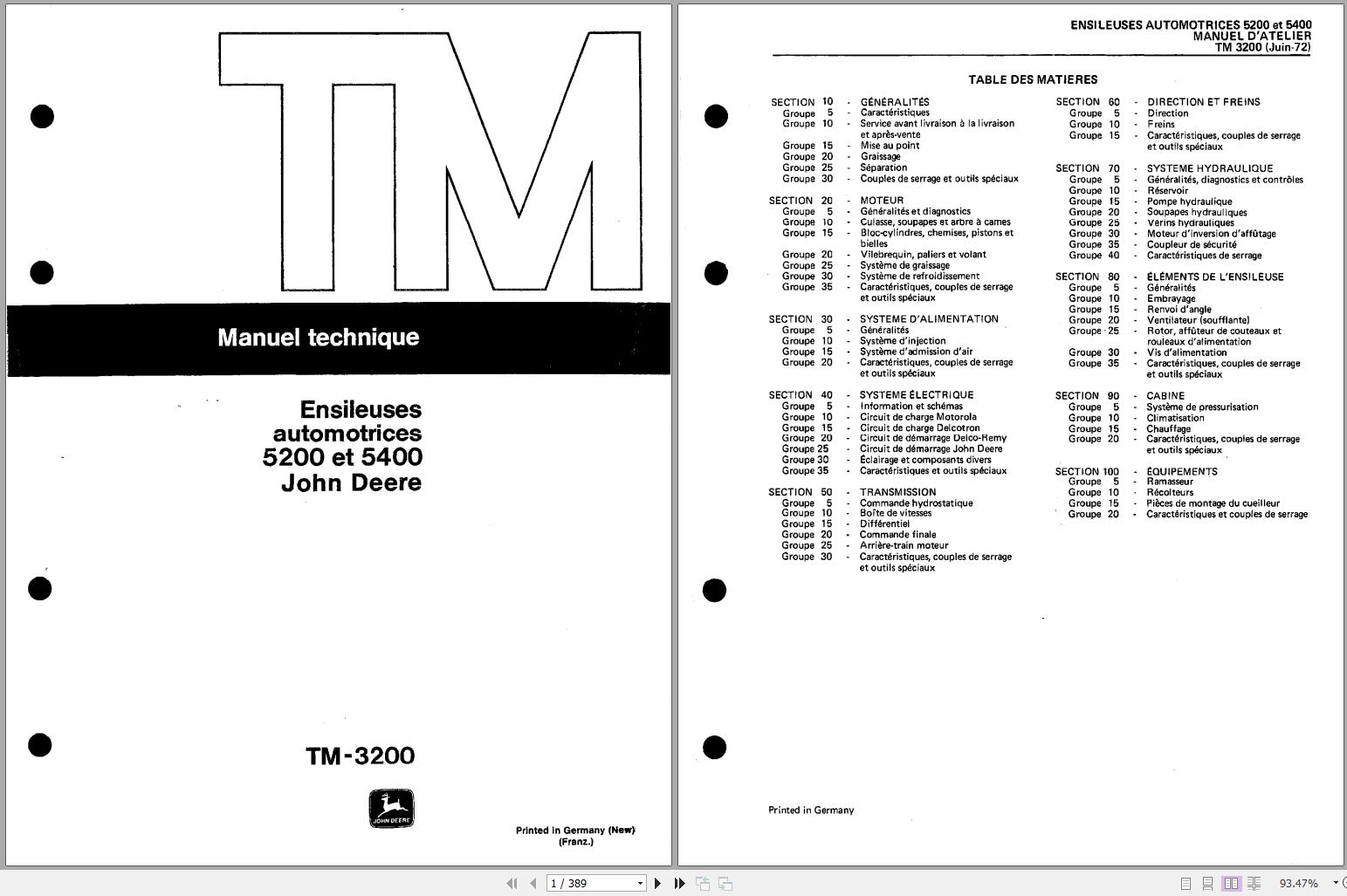 John Deere Self Propelled Forage Harvesters 5200 5400 TM3200 Technical Manual ES 1