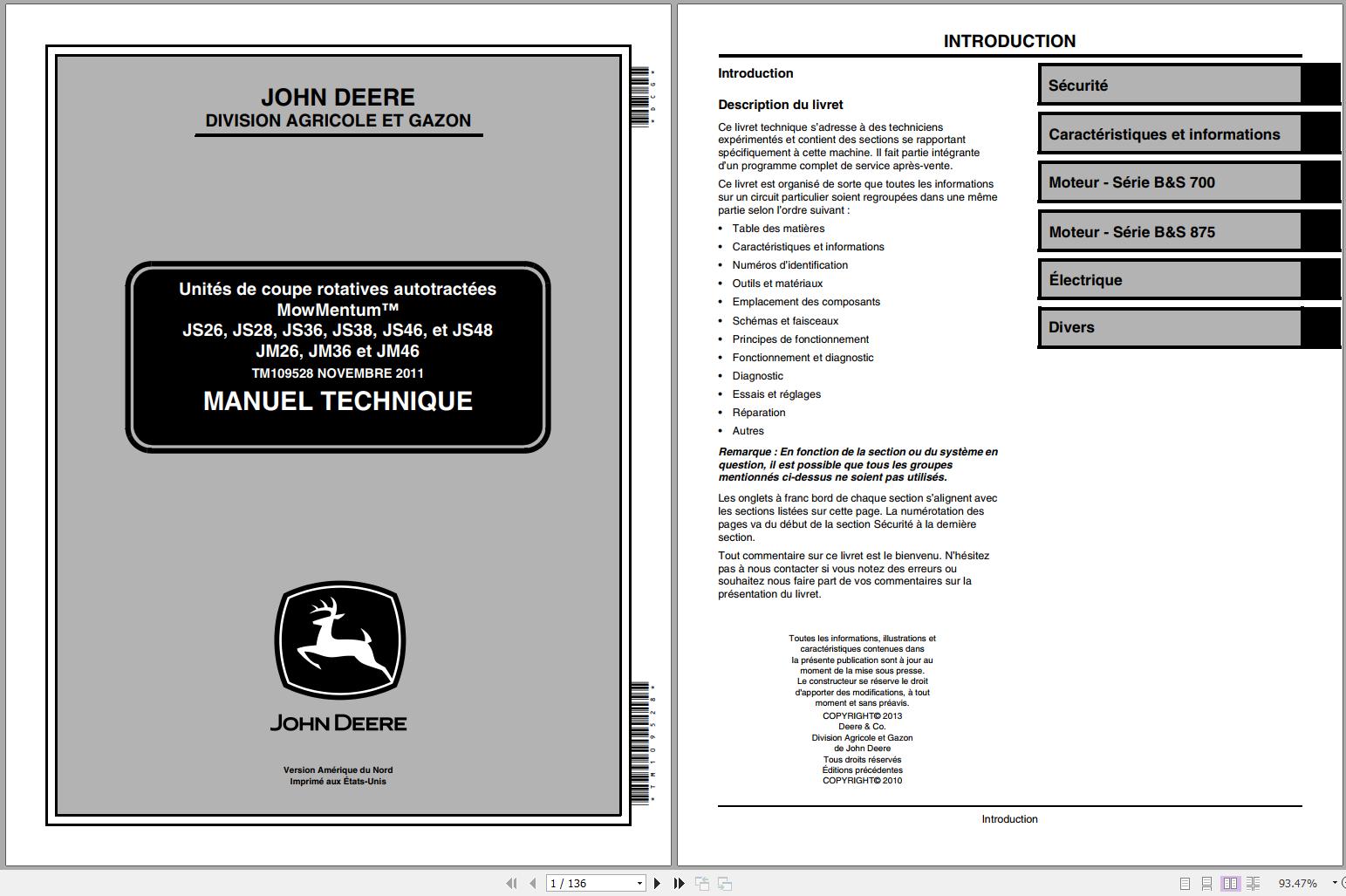 John Deere SelfPropelled Rotary Cutting Units JS26 JM46 Technical