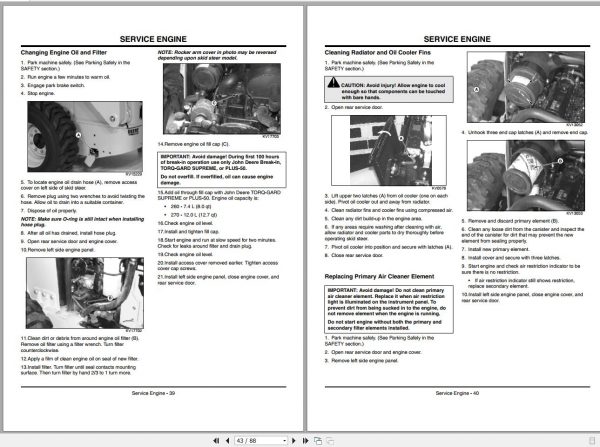 John Deere Skid Steers 260 270 460001 470001 Operators Manual OMKV18671 B3 2003 2
