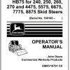 John Deere Skid Steers HB15 HB75 for 240 8875 SN 100100 Operators Manual OMKV16791 C9 1