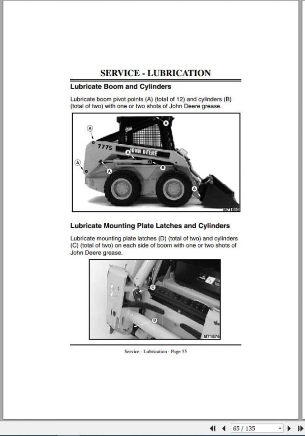 John Deere Skid Steers Loaders 6675 7775 SN 010001 Operators Manual OMM122343 B4 2