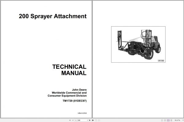 John Deere Sprayer Attachment 200 Technical Manual TM1729 1