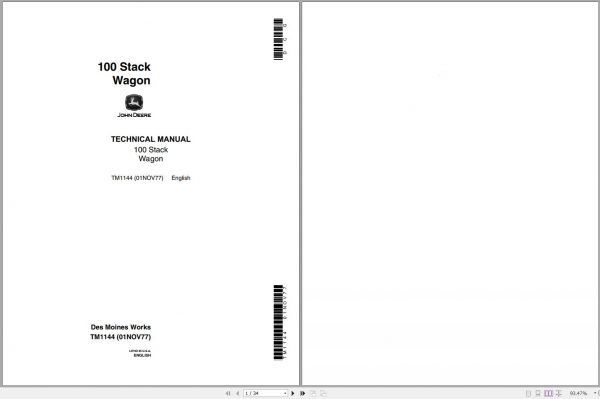 John Deere Stack Wagon 100 Technical Manual TM1144 1