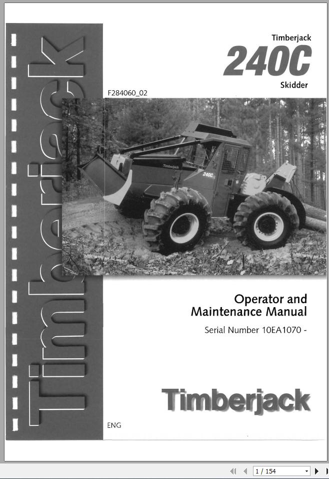 John Deere Timeberjack 240C Skidder 10EA1070 Operator and Maintenance Manual F284060 02 1